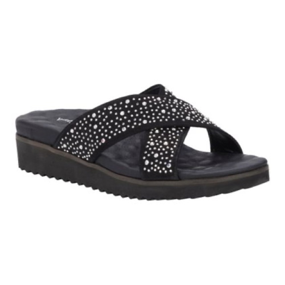 Walking Cradles Black & Silvertone Hudson Leather Sandal - Women